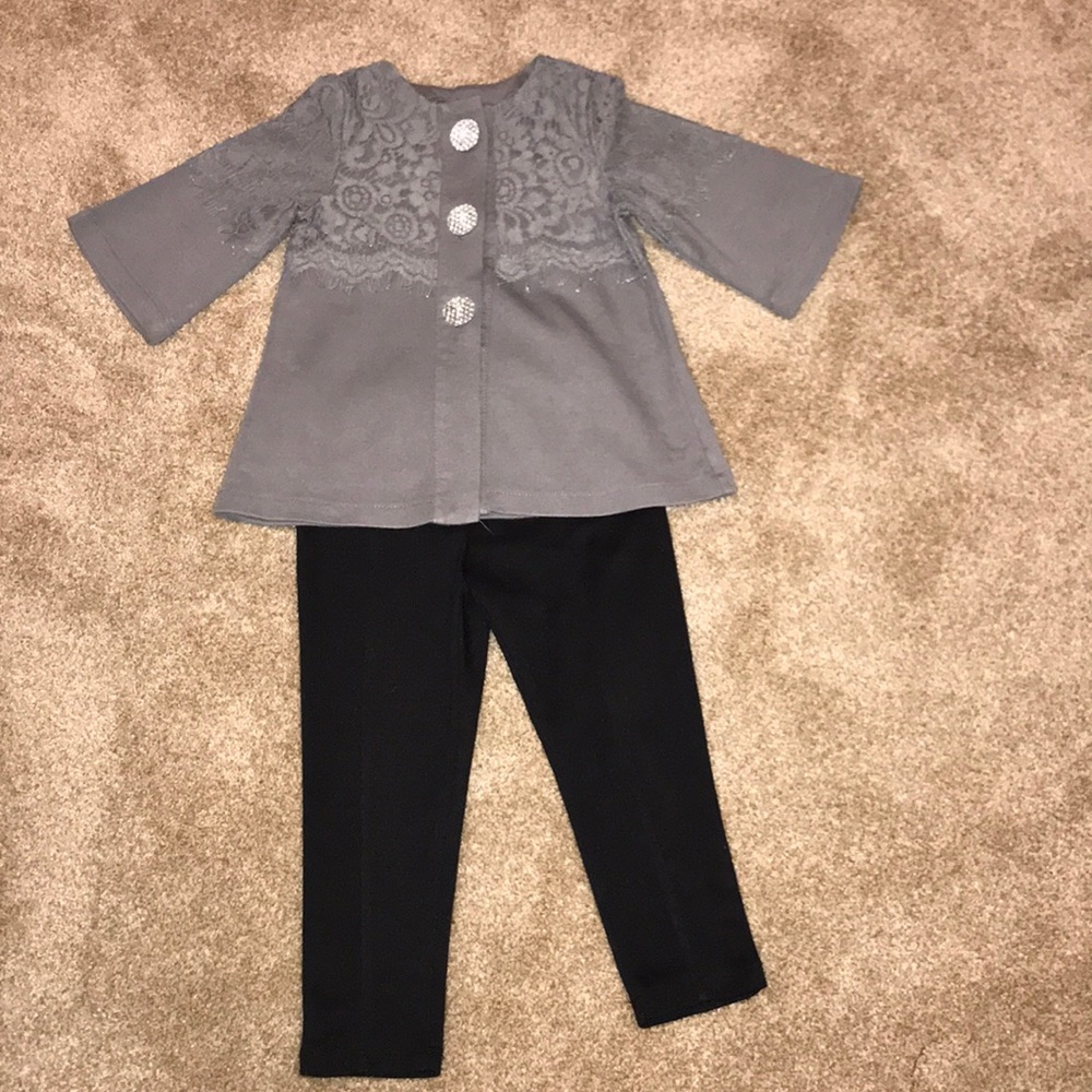 Lace grey and black outfit